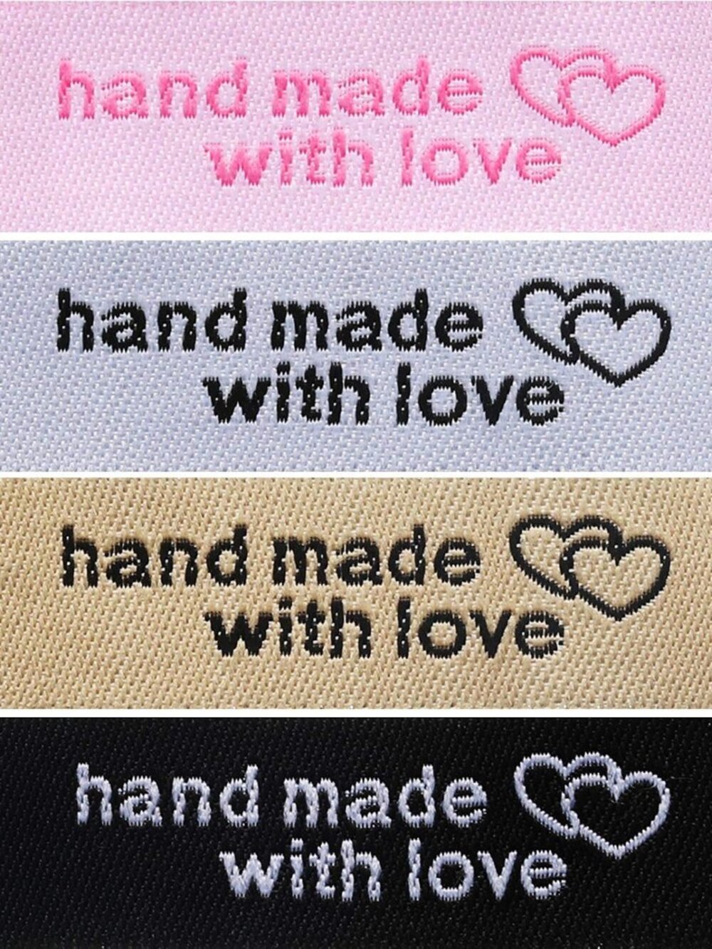 120 Pieces Personalized Sewing Labels Sew on Clothing Labels Handmade Interlocki